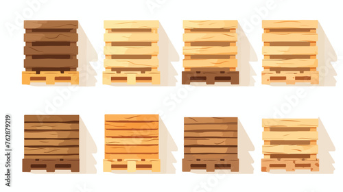 Wooden pallets set from different angles flat vecto