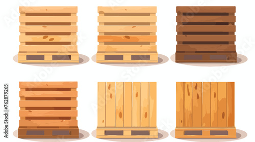 Wooden pallets set from different angles flat vecto