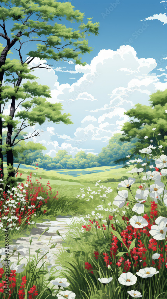 Sunny Spring Meadow Illustration
Sunny Spring Meadow Illustration