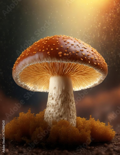 A Mushroom Wallpaper, Mushroom dramatic Light, Autumn time in the forest.