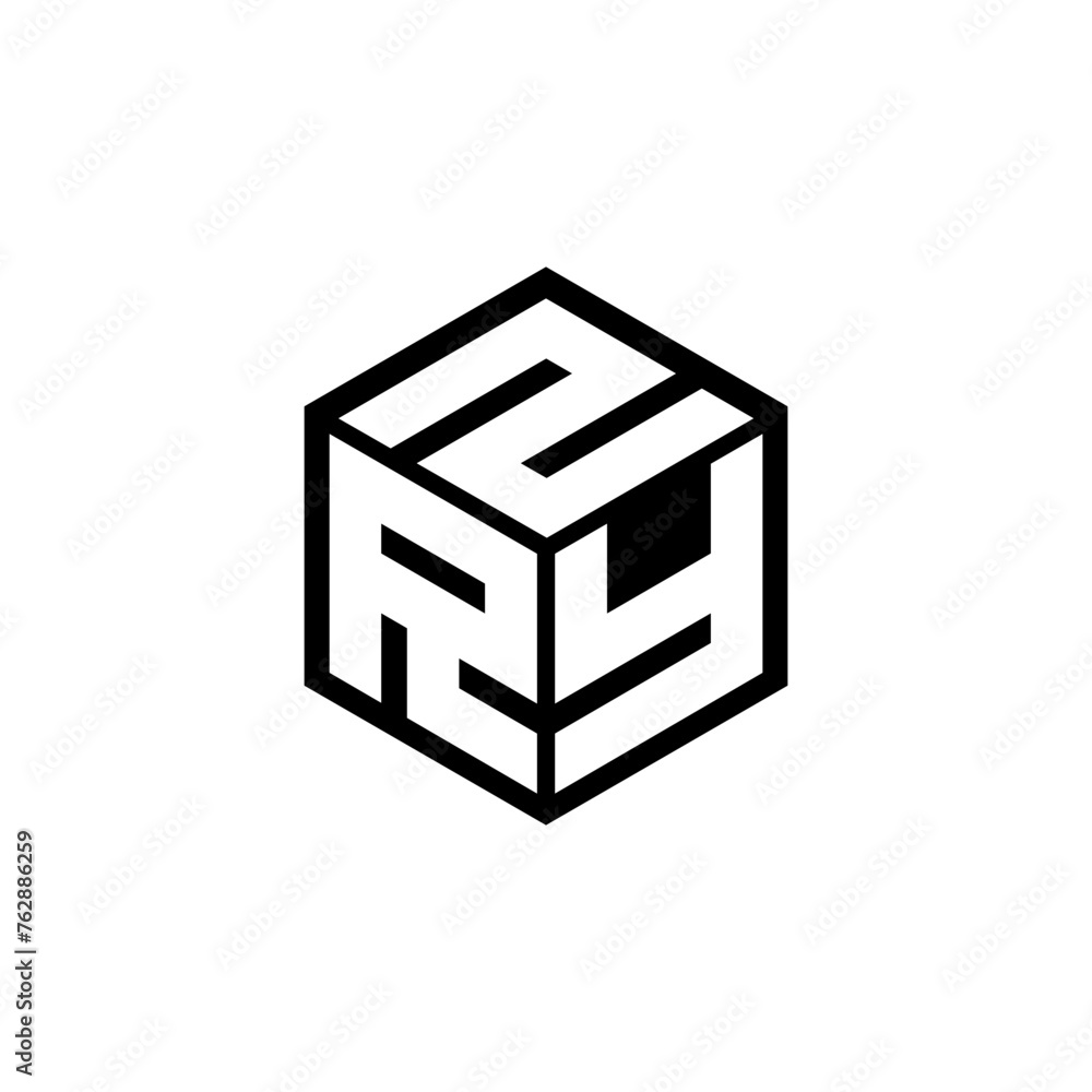 RYZ letter logo design with white background in illustrator, cube logo, vector logo, modern alphabet font overlap style. calligraphy designs for logo, Poster, Invitation, etc. - obrazy, fototapety, plakaty 