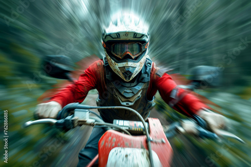 motocross rider on a motorcycle on Kinetic blur , Generative AI