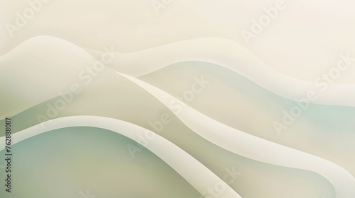 Abstract wavy paper layers in white and soft green tones. Macro shot with a focus on texture and shapes. Modern and minimalistic design concept for backgrounds, wallpapers, and creative visuals.