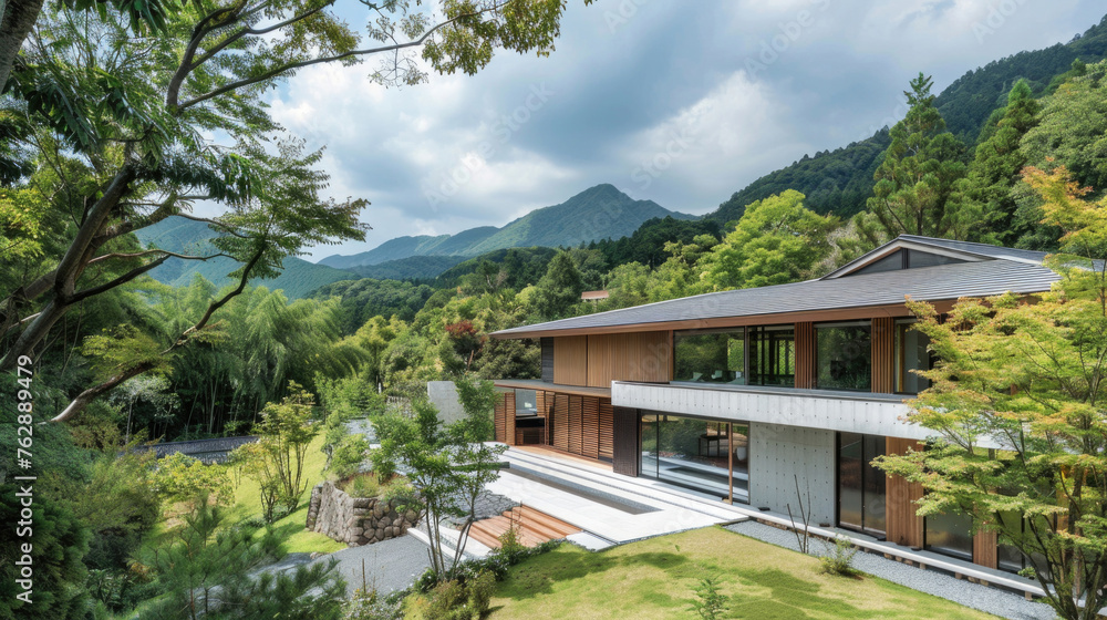 Japanese House Amidst Stunning Landscape