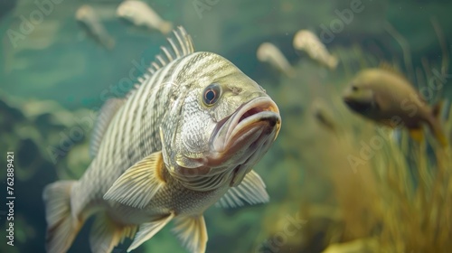 Close up, Sun set view of white striped bass fish © Shahid