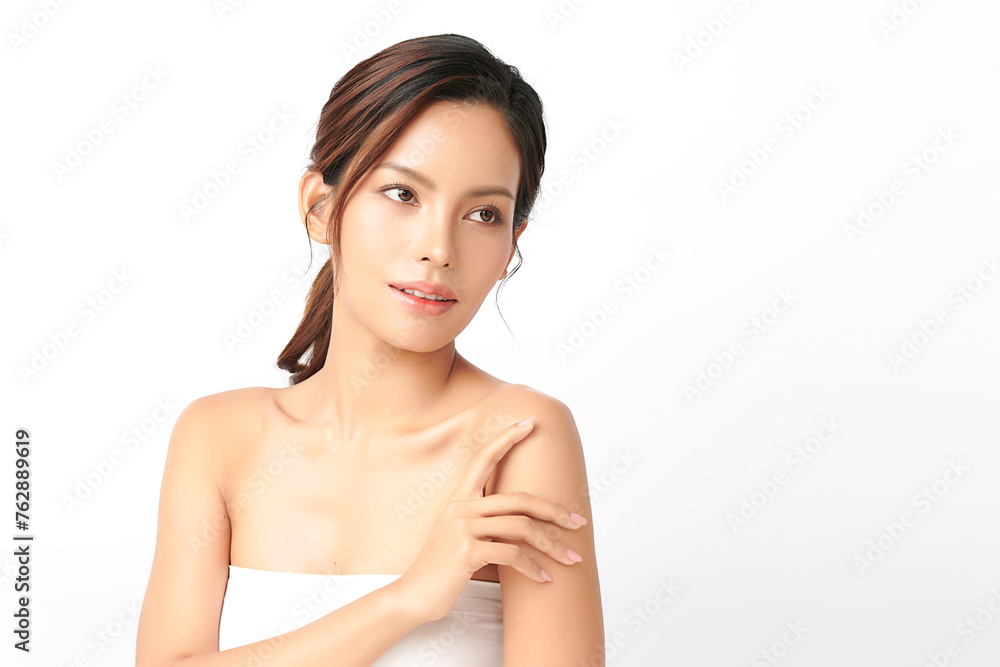 Beautiful young asian woman with clean fresh skin on white background, Face care, Facial treatment, Cosmetology, beauty and spa, Asian women portrait. Beautiful young asian woman with clean fresh skin on white background, Face care, Facial treatment, Cosmetology, beauty and spa, Asian women portrait.