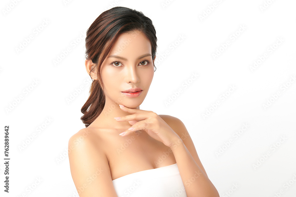 Beautiful young asian woman with clean fresh skin on white background, Face care, Facial treatment, Cosmetology, beauty and spa, Asian women portrait. Beautiful young asian woman with clean fresh skin on white background, Face care, Facial treatment, Cosmetology, beauty and spa, Asian women portrait.