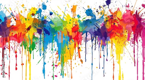 Colorful paint splashes vector background design with copy space on a white background.