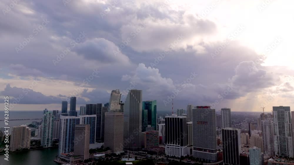 Aerial stock video storms over Miami 2024