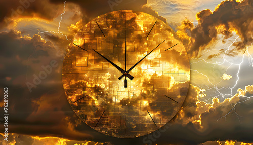 A golden clock represents precious time.