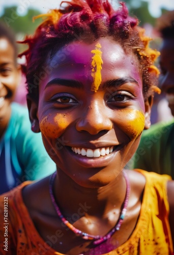 holi festival of colours, portrait of happy people, girl, boy, child, holi powder