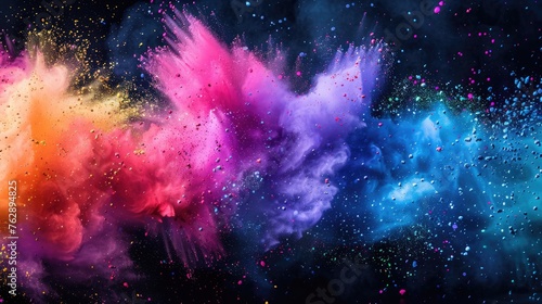 Vibrant Holi Celebration: AI-Generated Colorful Rainbow Paint Splash and Powder Explosion Image
