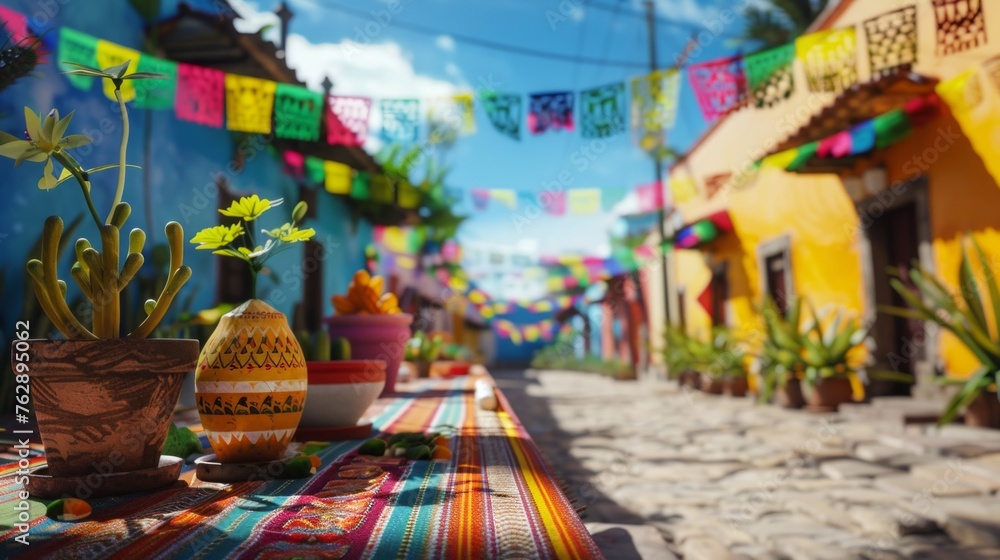 Fototapeta premium Cinco de Mayo, Mexico defining moment. Mexican festival celebration held on May 5. Time to eat and drink like a Mexican as the world remembers a moment in history