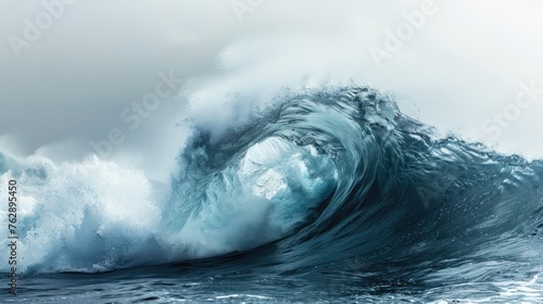 Raging Blue: Isolated Stormy Sea Wave Depicts Wild Nature of Climate in Front - AI Generated