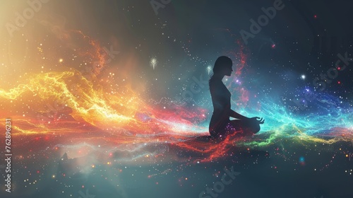 Transcending the Cosmos: A Meditative Journey through Chakras, Prana and the Mind of God - A Generative AI Spiritual Background photo