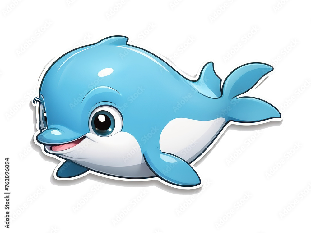 Cute cartoon smiling dolphin isolated on g isolated transformer. Vector illustration. Cute cartoon smiling dolphin isolated on g isolated transformer. Vector illustration.