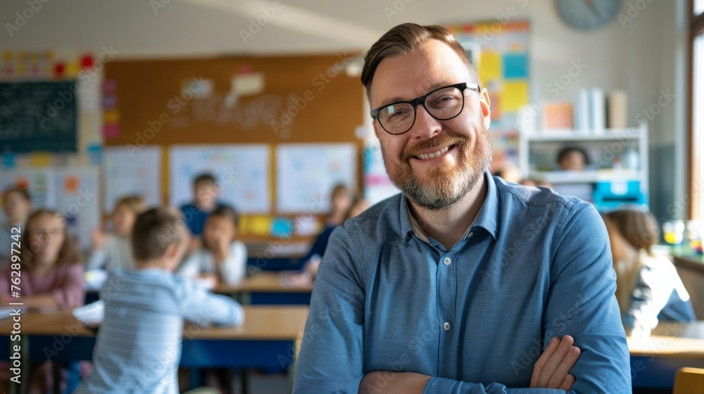 Fototapeta premium Happy teacher day. Teachers are the greatest influencers in human history. They are the ones who have formed and built the most brilliant minds of all times