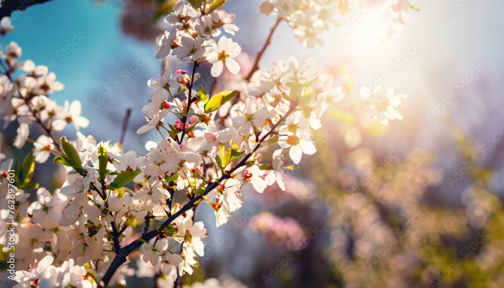 Spring blossom background. Beautiful nature scene with blooming trees Spring blossom background. Beautiful nature scene with blooming trees