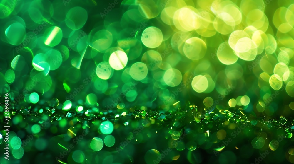 Fototapeta premium Green bokeh light background blur : Generative AI