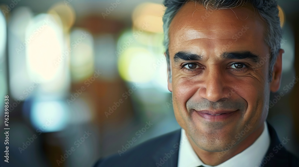 Headshot close up portrait of indian or latin confident mature good looking middle age leader ceo male businessman on blur office background Handsome hispanic senior business man smili : Generative AI Headshot close up portrait of indian or latin confident mature good looking middle age leader ceo male businessman on blur office background Handsome hispanic senior business man smili : Generative AI