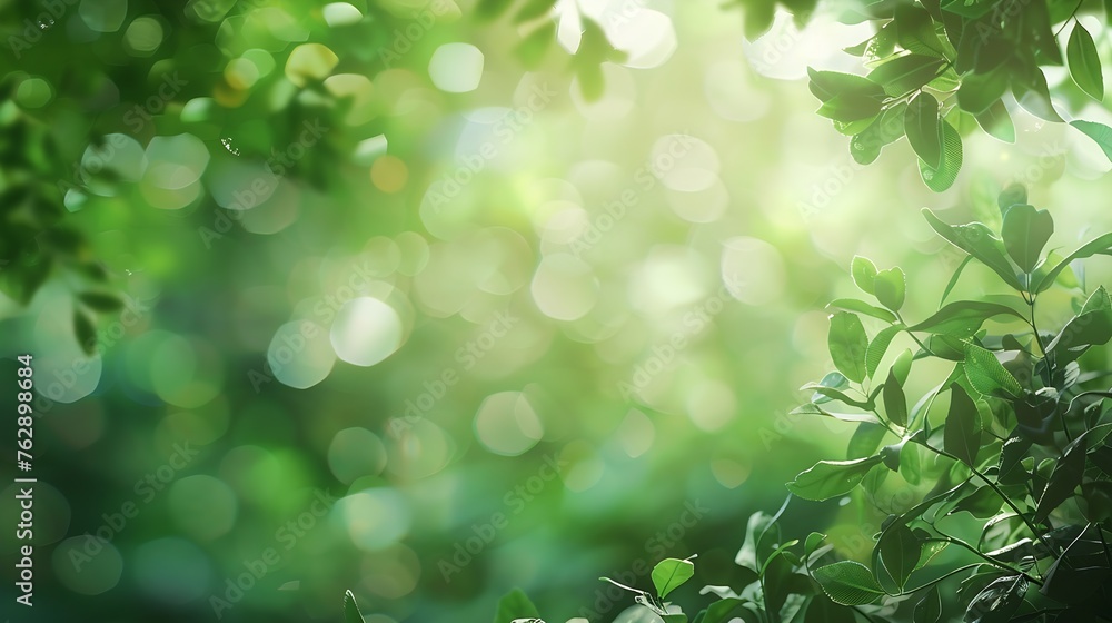 Green natural bokeh nature background : Generative AI