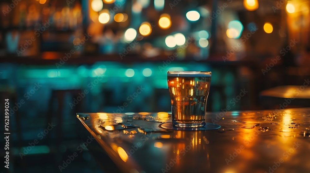 reflection light on table in bar and pub at night background : Generative AI reflection light on table in bar and pub at night background : Generative AI