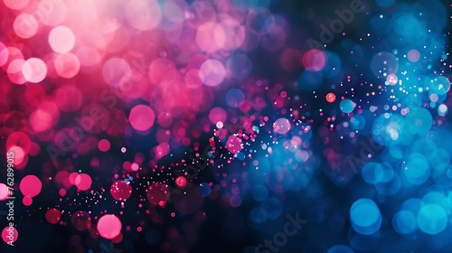 Blur neon glow Color light overlay Fluorescent radiance Defocused vibrant pink blue soft flecks texture on dark art empty space background : Generative AI