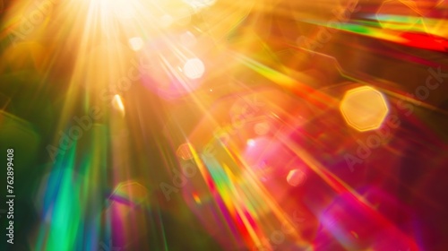 Sunset Color Light Prism Leak Photo Overlay Abstract Light Flare Glow Effect Vintage Defocused Camera Lens Glowing Ray Old Blurred Photography : Generative AI