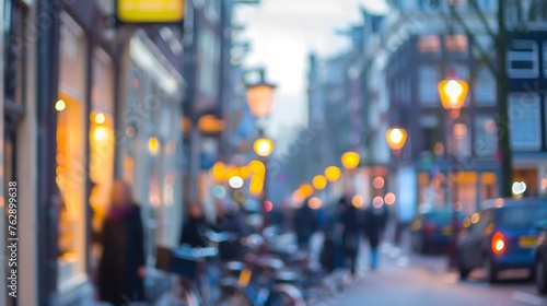 Blurred background of street of Amsterdam : Generative AI © Generative AI