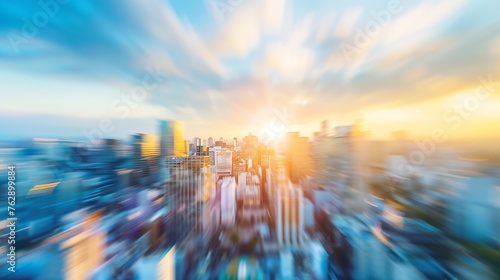 Life style concept Abstract blur city sunrise background : Generative AI