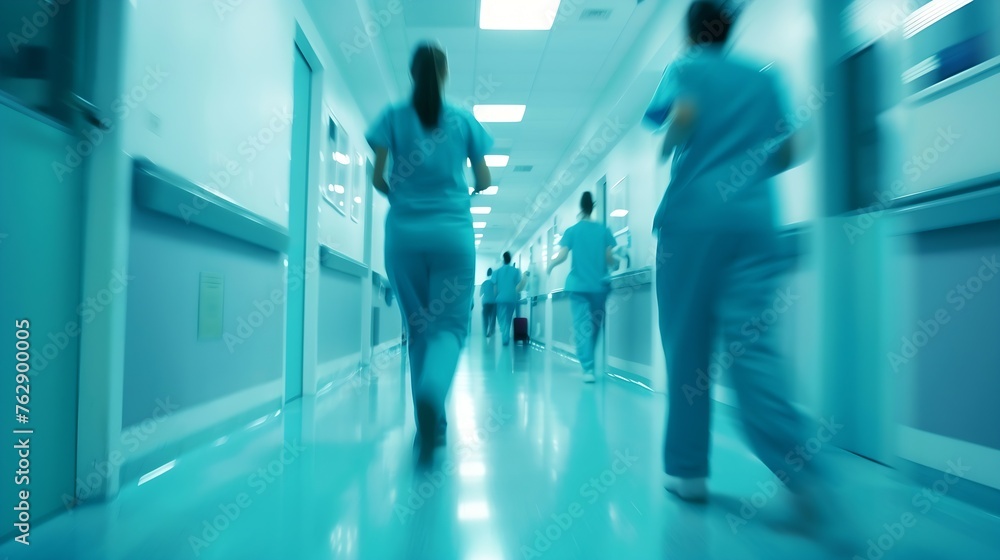 blurred for background blurred figures of doctors and nurses in a hospital corridor Doctors and nurses walking in hospital hallway blurred motion Moving human figure in the clinic corr : Generative AI blurred for background blurred figures of doctors and nurses in a hospital corridor Doctors and nurses walking in hospital hallway blurred motion Moving human figure in the clinic corr : Generative AI
