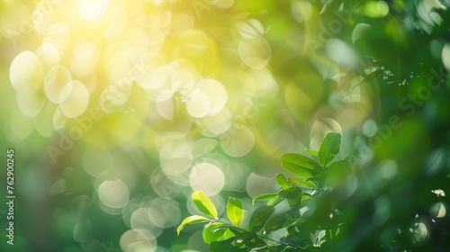 Green blurred background and sunlight : Generative AI