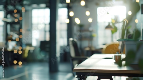 Wallpaper Mural Blur focus of Fashion and modern office interiors Front view of a loft open space office interior Blur background : Generative AI Torontodigital.ca