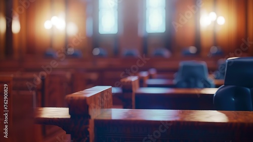 Beautiful blurred background of an empty courtroom : Generative AI photo