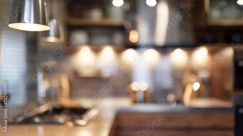 Abstract blurred modern kitchen background   Generative AI