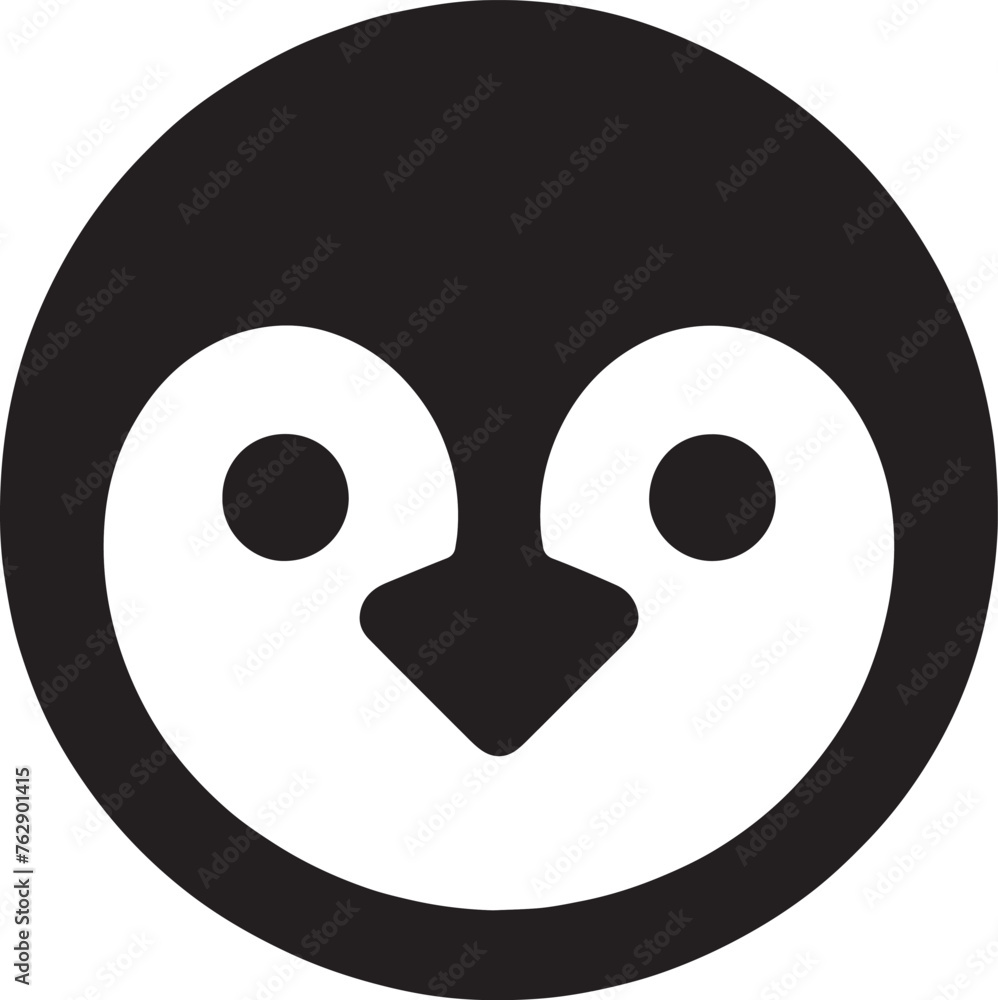 Fototapeta premium Arctic Innocence: The Black Penguin Emoji