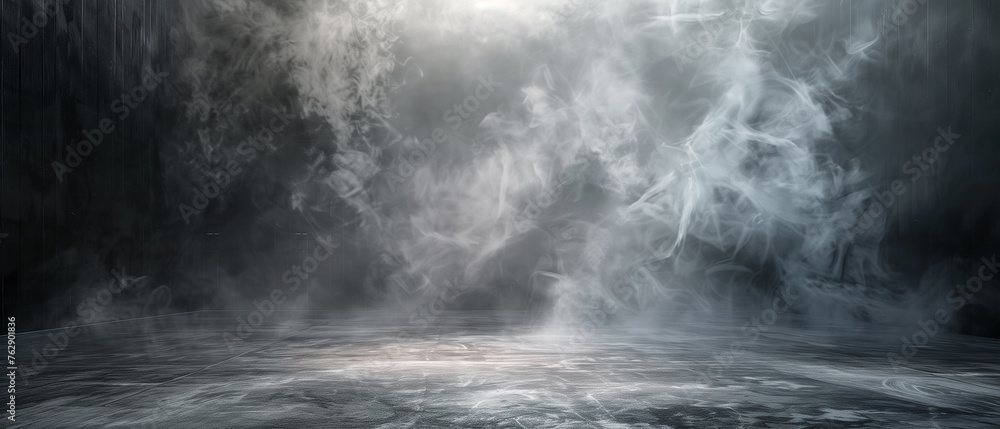Fototapeta premium Misty atmosphere in dark room.