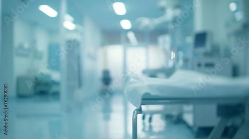 Blur hospital background with medical equipments in modern room : Generative AI photo