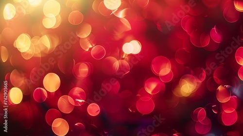 Blurred Christmas lights background with colorful red holiday bokeh : Generative AI