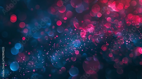 Color bokeh light Defocused glow overlay Blur pink blue red neon glow flecks soft texture on dark black abstract background with free space : Generative AI photo
