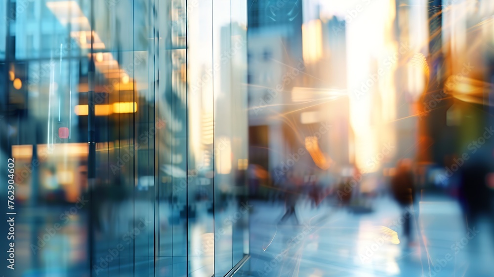 Obraz premium BLURRED BUSINESS STREET BACKGROUND CONTEMPORARY LIFESTYLE DESIGN BLURRY CITY EXTERIOR PATTERN FOR MONTAGE : Generative AI