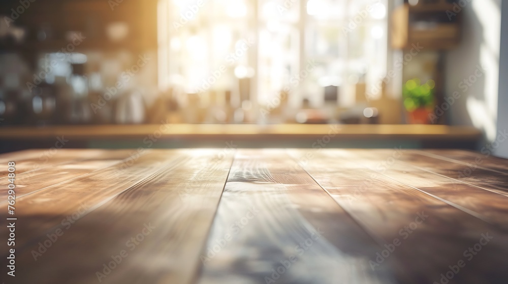 Lovely kitchen with hardwood floor and nice counter topsblurred background : Generative AI