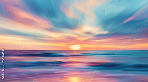 Abstract blurred seascape of colorful sunset over the ocean : Generative AI © Generative AI