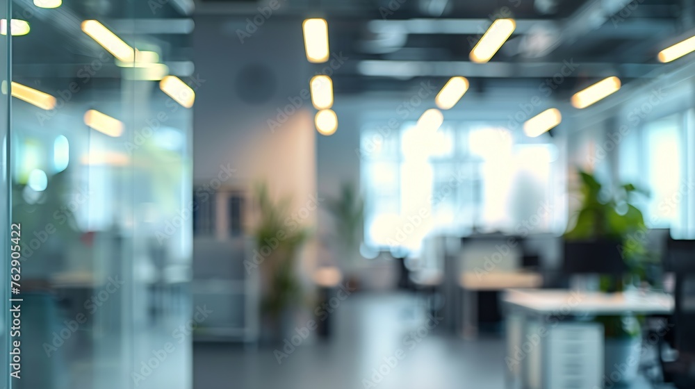 Obraz premium Blurring the Background in a Modern Office Interior : Generative AI
