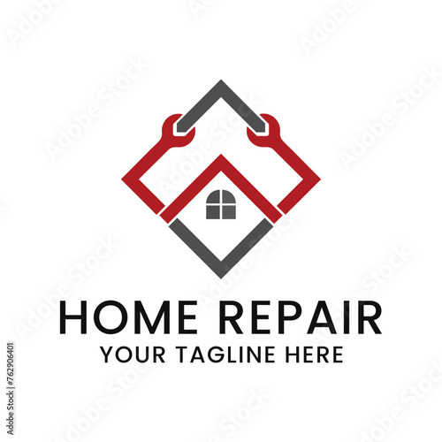 home repair logo with modern premium concept and hammer element