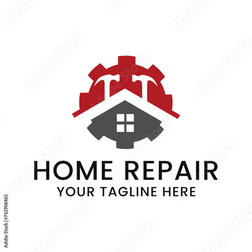 home repair logo with modern premium concept and hammer element