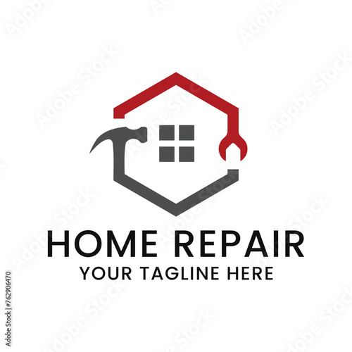home repair logo with modern premium concept and hammer element
