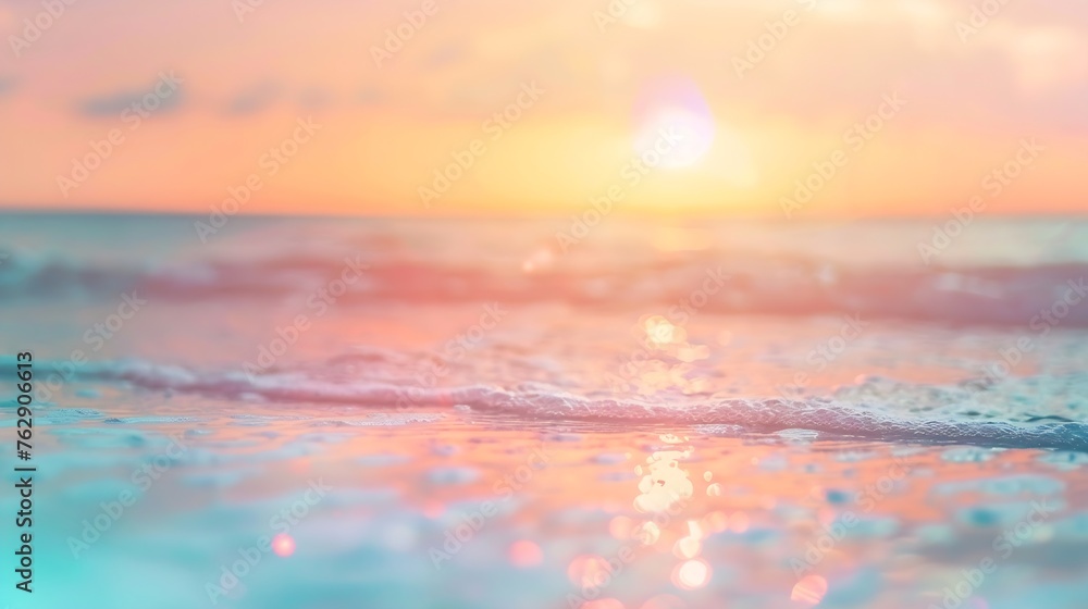 Obraz premium Summer holiday concept Abstract blur beach sunset texture background : Generative AI