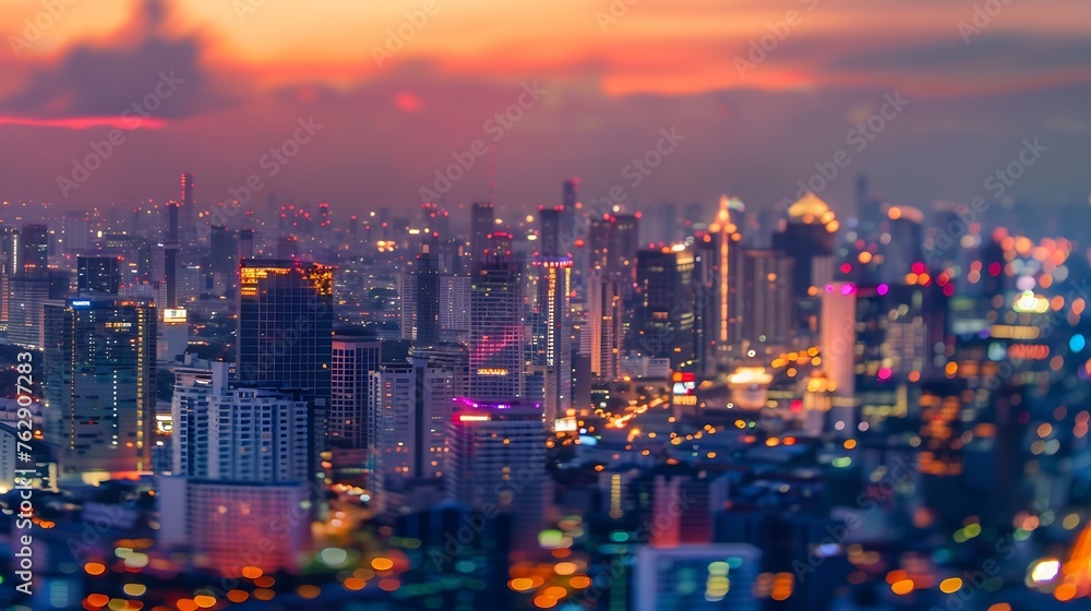 Fototapeta premium City blurred lights background after sunset : Generative AI