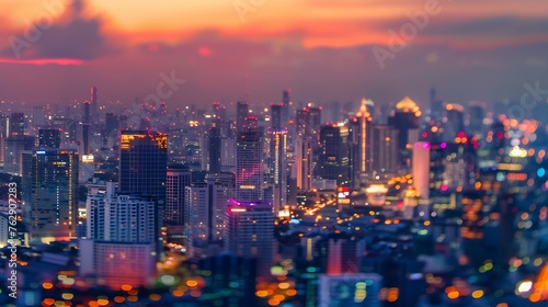 City blurred lights background after sunset : Generative AI © Generative AI